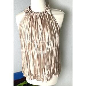Zara PLEATED HALTER TOP, Blouse, Beige Cream, M